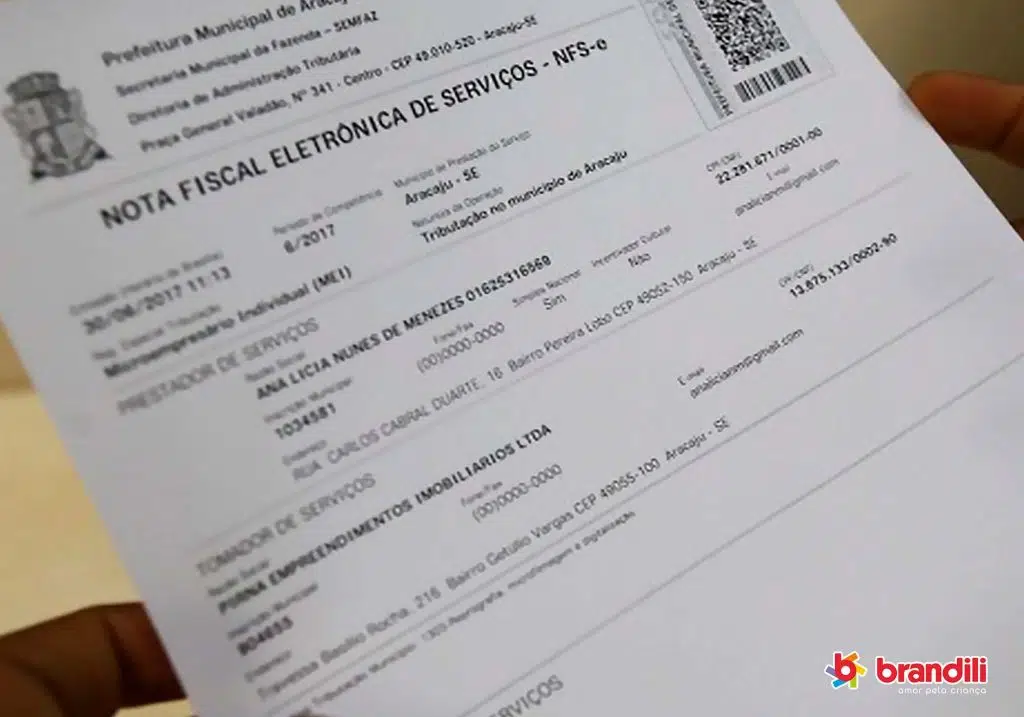 foto de uma nota fiscal eletrônica de serviços