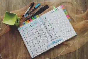 Calendário estilizado na agenda