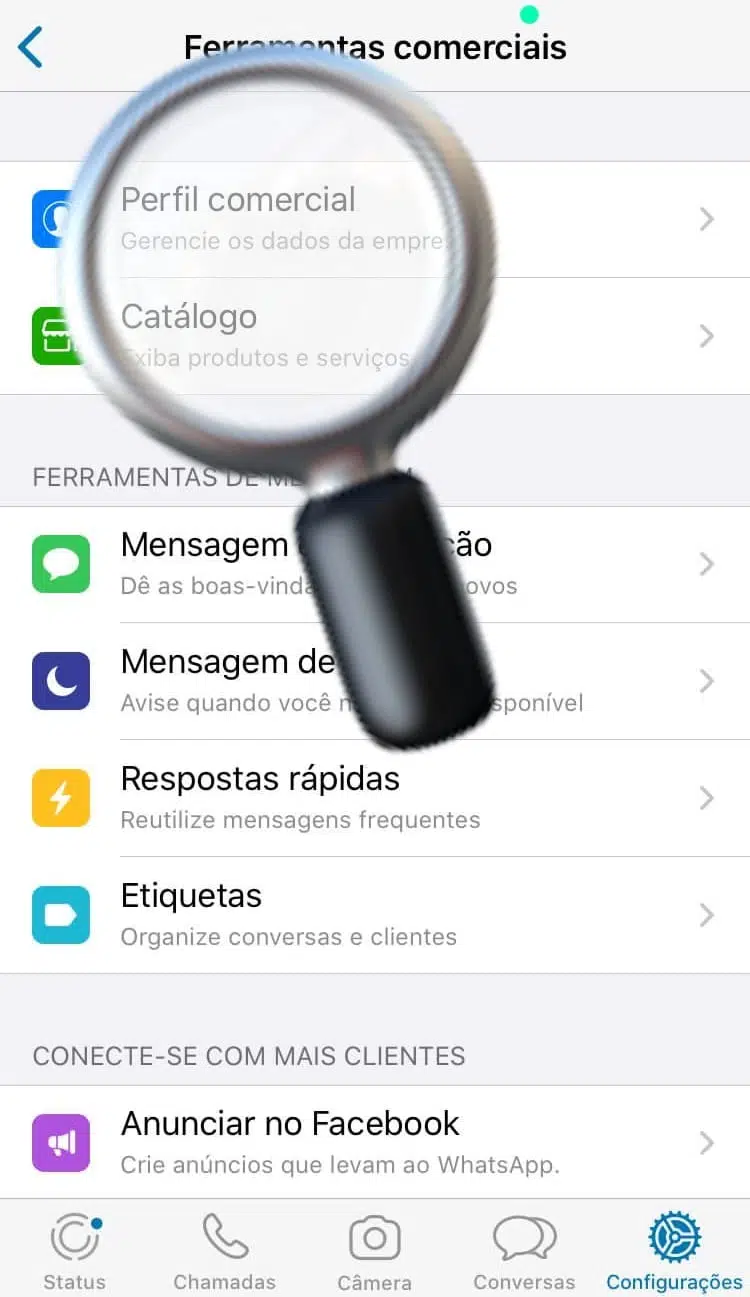 imagem de lupa em app do IOS