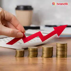 setinha subindo com montes de moedas embaixo