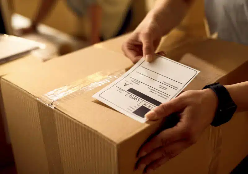  remetente colando dados sobre o pacotes de entrega 