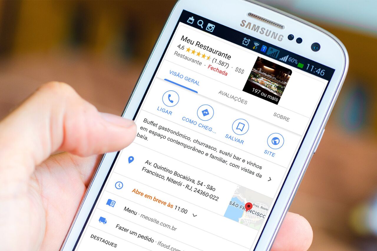 Tela de informações do Meu Restaurante no celular